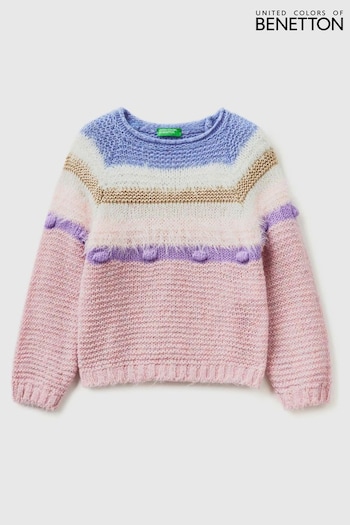 Benetton Pink Stripe Knitted Jumper (164227) | £35.95