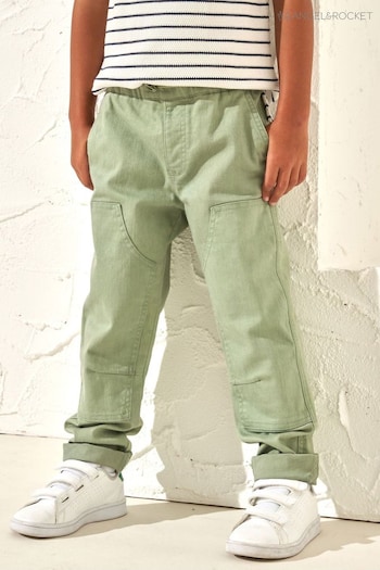 Angel & Rocket Jace Green Stitch Detail Washed Print Trousers (164242) | £24 - £28