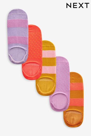 Purple/Orange Textured High Cut Invisible Socks 5 Pack (164256) | £10