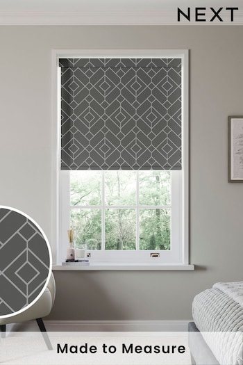 Charcoal Grey Lattice Geo Made to Measure Roller Blind (164432) | £57