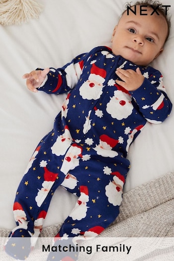 Navy Blue Christmas Baby Cotton Sleepsuit (0mths-2yrs) (164531) | £9 - £10