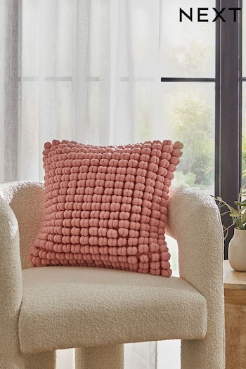 Peach Pink 43 x 43cm Global Bobble Cushion (164641) | £20