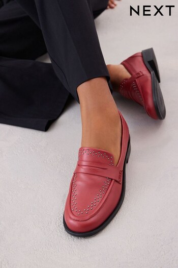 Red Forever Comfort® Leather Studded Loafers (164828) | £49
