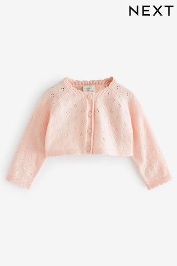 Pink Baby Pointelle Shrug Knitted Cardigan (0mths-2yrs) (165072) | £10 - £12