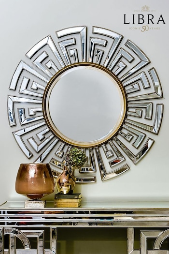 Libra Interiors Gold Claridge Deco Round Mirror (165080) | £870