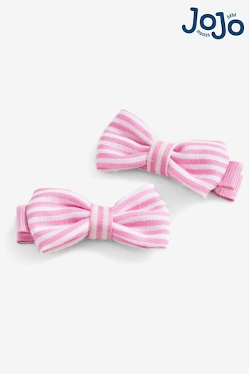 Jojo Maman Bébé Pink Stripe Pair Of Bow Clips (165100) | £5
