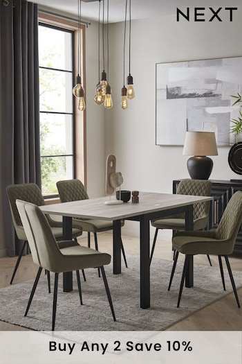 Grey Bronx Oak Effect Rectangle 4 to 6 Seater Extending Dining Table (165122) | £299