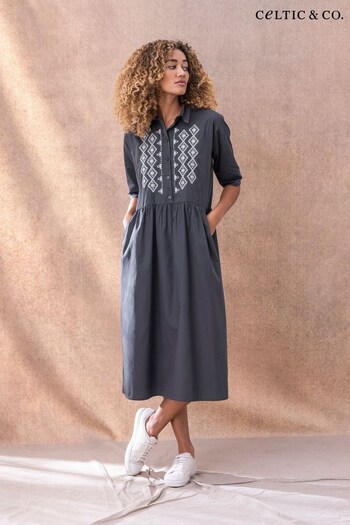 Celtic & Co. Grey Embroidery Detail Midi Dress (165590) | £145