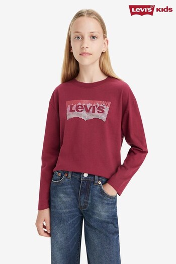 Levi's Red Levi's® Dark Pink Glitter Batwing Long Sleeve T-Shirt (165649) | £13 - £14