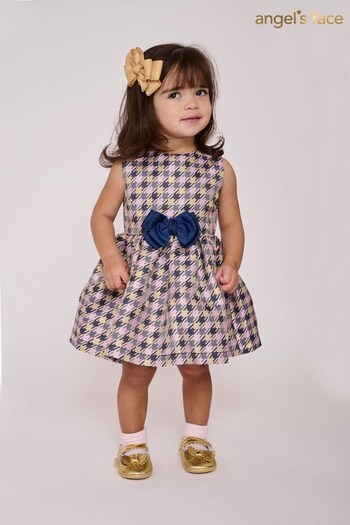 Angels Face Purple Ruby Houndstooth Baby Dress (166101) | £75
