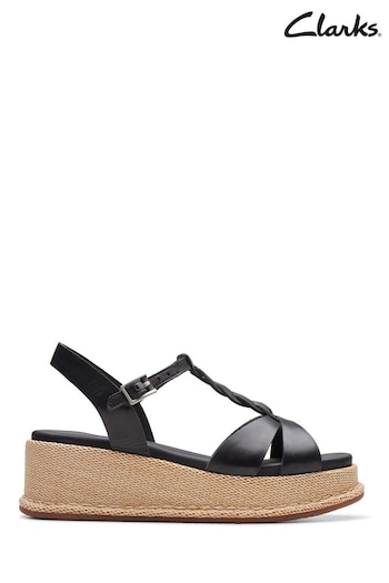 Clarks Black Leather Kimmei Twist Sandals (166143) | £80