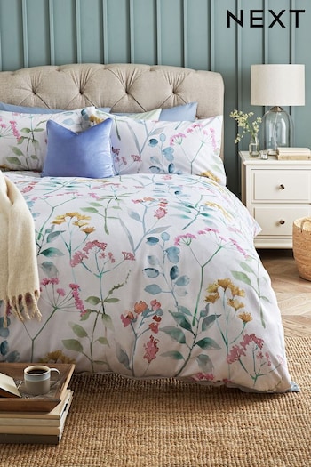 Pastel Isla Watercolour Floral 100% Cotton Duvet Cover and Pillowcase Set (166185) | £25 - £55