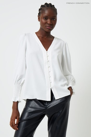 French Connection Crepe V-Neck White Blouse (166305) | £49