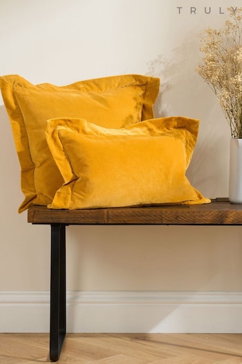 Truly Gold Velvet Flange Square Cushion (166423) | £45