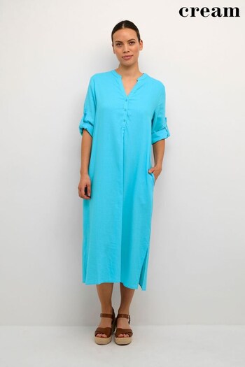 Cream Blue Venta 3/4 Sleeve Kaftan Dress (166492) | £80