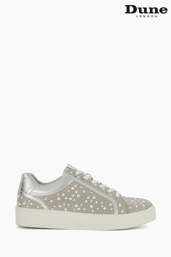 Dune London Silver Everleas Embellished Cupsole Trainers (166606) | £85