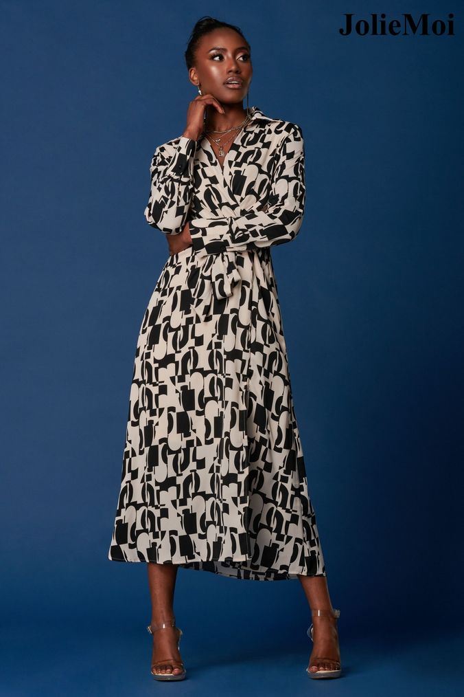 Cream midi top wrap dress