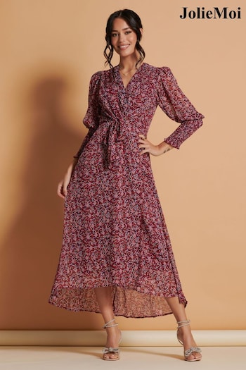 Jolie Moi Red Chiffon Print Maxi Dress (166686) | £75
