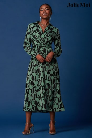 Jolie Moi Green Wrap Shirt Maxi Dress (166731) | £69
