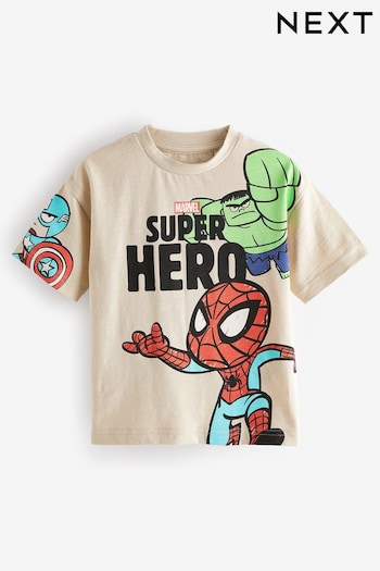Ecru Marvel Superhero Short Sleeve T-Shirt (9mths-8yrs) (166834) | £8 - £10