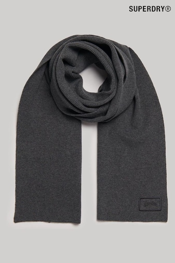 Superdry Grey Knitted Logo Scarf (167075) | £30