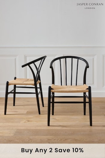 Jasper Conran London Set of 2 Black Bray Dining Chairs (167267) | £450