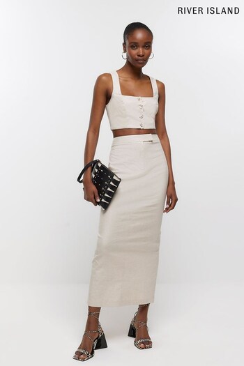 River Island Cream Ultra Long Tailored Maxi Skirt (167386) | £37