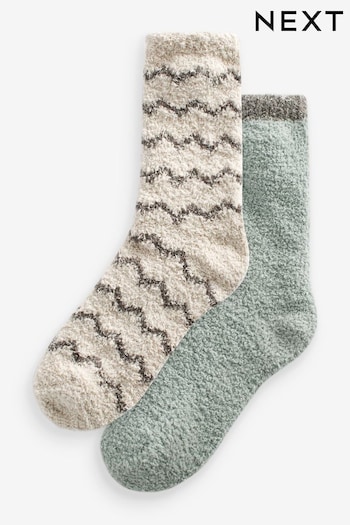Green/Ecru White Metallic Cosy Socks 2 Pack (167475) | £8
