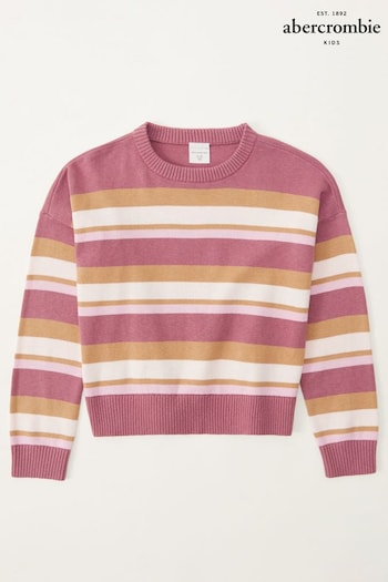 Abercrombie & Fitch Pink Stripe Pattern Crewneck Jumper (167495) | £39