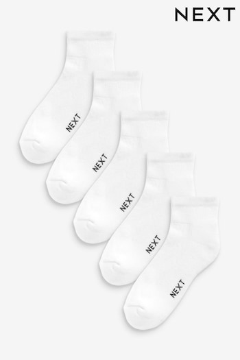 White 5 Pack Cushioned Sole Mid Trainer Socks (167741) | £12