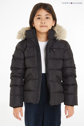 Tommy Nylon Hilfiger Kids Essential Down Hood Black Jacket (167807) | £130 - £150