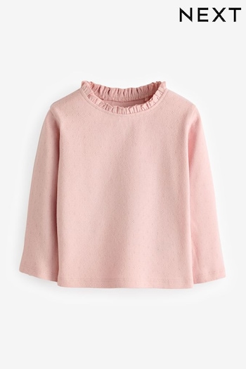 Pink 100% Cotton Pointelle Top (3mths-7yrs) (168340) | £6 - £8