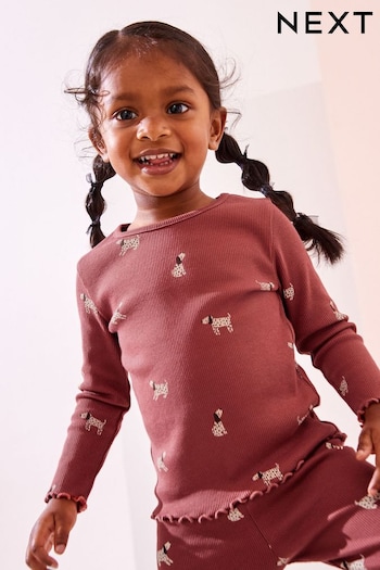 Burgundy Red Dog Cotton Rich Long Sleeve Rib T-Shirt (3mths-7yrs) (168412) | £4 - £6