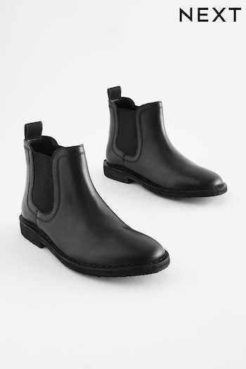 Black Wide Fit (G) Leather Chelsea First Boots (168446) | £32 - £39