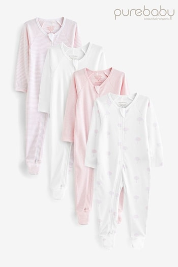 Purebaby Zip Sleepsuits 4 Pack (168492) | £54