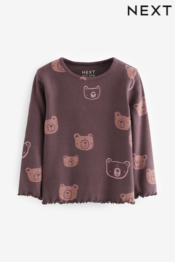 Chocolate Brown Bears Cotton Rich Long Sleeve Rib T-Shirt (3mths-7yrs) (168514) | £4 - £6