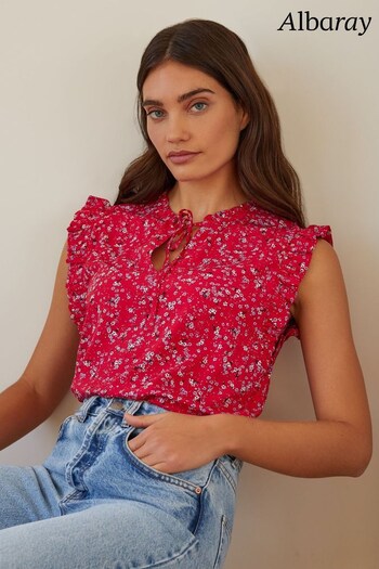 Albaray Red Paintly Floral Top (168651) | £65