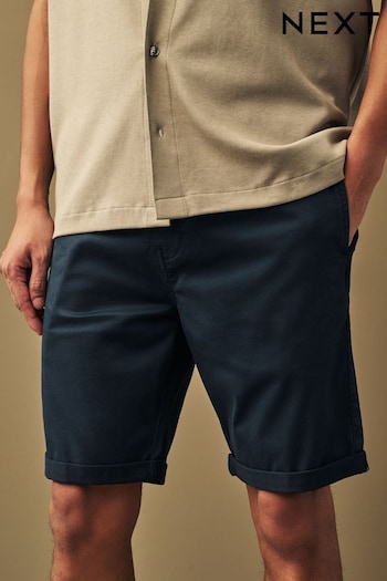 Navy Blue Slim Fit Premium Laundered Stretch Chino Shorts would (168738) | £24