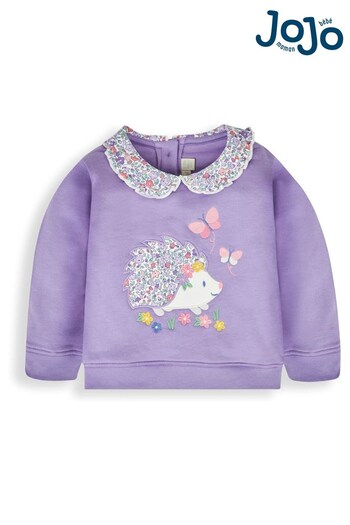 JoJo Maman Bébé Lilac Hedgehog Appliqué Sweatshirt With Collar (169024) | £24