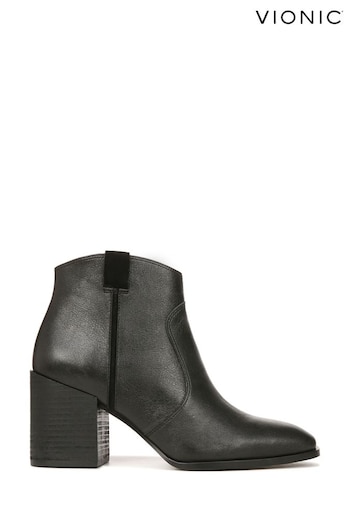Vionic Regan Leather Ankle Black Femme Boots (169691) | £180