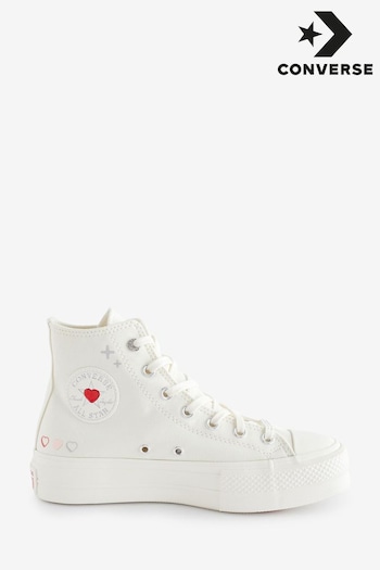 Converse Neutral Heart Embroidered Platform Lift Trainers (169752) | £85