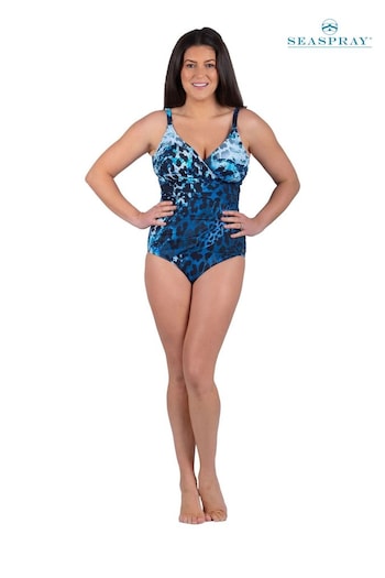 Seaspray Blue Mauritius Leopard Tummy Control Longer Length Swimsuit (169785) | £90