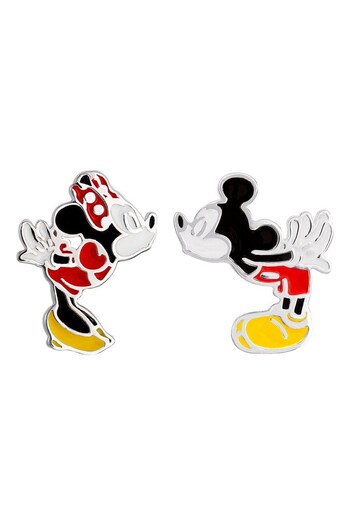 Peers Hardy Disney Mickey And Minnie Mouse Mismatched Sterling Silver Enamel Filled Stud Black Earrings (169964) | £40