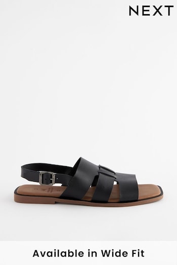 Black Extra Wide Fit Forever Comfort® Leather Slingback Sandals (169970) | £24