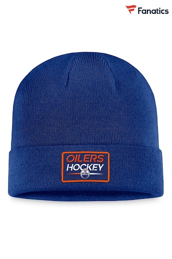 Fanatics Blue NHL Edmonton Oilers Authentic Pro Prime Cuffed Beanie (170405) | £25
