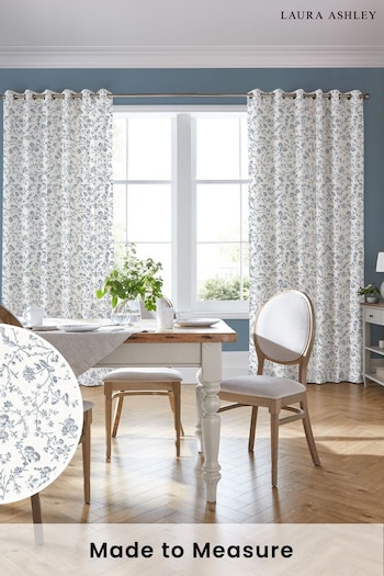 Laura Ashley Dark Seaspray Blue Aria Made to Measure Curtains (170541) | £100