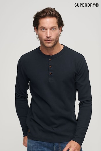 Superdry Blue Waffle Long Sleeve Henley Top (170549) | £30