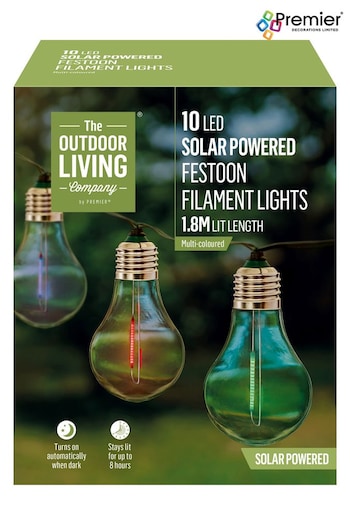Premier Decorations Ltd Garden 10 Solar Multi Colour Filament Bulb String Lights (170553) | £24