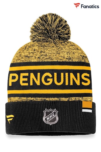 Fanatics Yellow NHL Pittsburgh Penguins Authentic Pro Rinked Cuffed Pom Knit Hat Unisex (170620) | £25