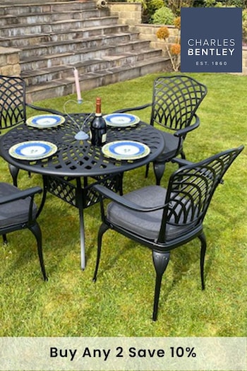 Charles Bentley Grey Garden Cast Aluminium Table and Chairs Set (171028) | £660